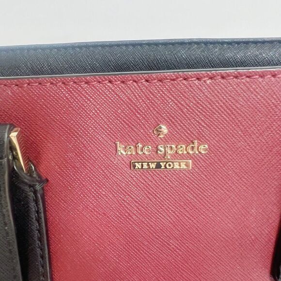 Kate Spade Cameron Street Small Hayden Burgundy Cream Leather Structured Handbag - Picture 8 of 14